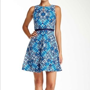 Sleeveless Hopsack Popover Floral Dress